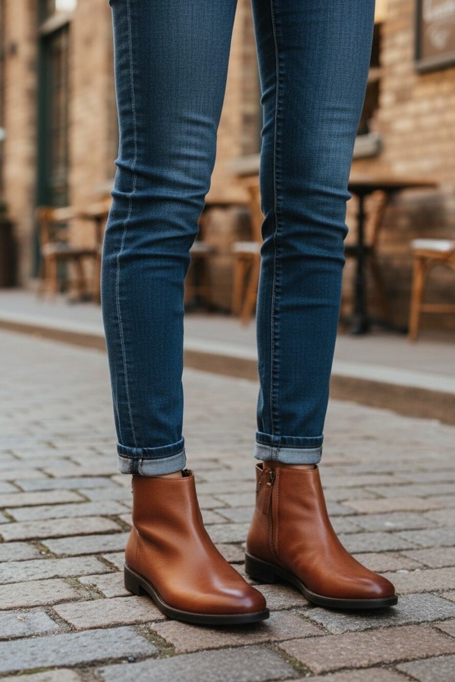 Franco Sarto Cognac Leather Marcus (Mobi) Ankle Boots Size: 8.5
